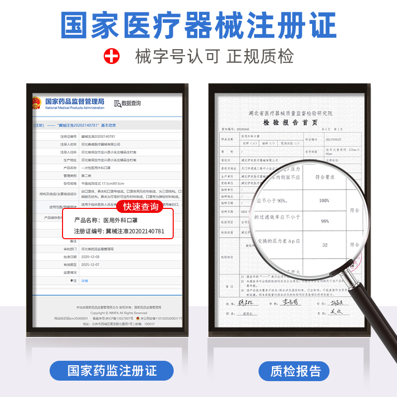 100只医用外科口罩一次性医疗正品官方旗舰店三层正规独立包装 - 图3