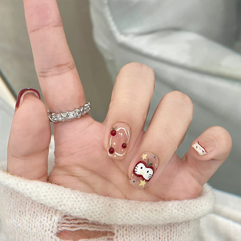 短款穿戴甲显白ins韩系少女心甜妹美甲贴片成品手工定制假指甲片,淘宝优惠券,粉丝福利购,淘宝优惠卷