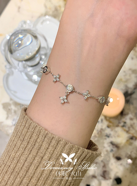 法式高级感四叶草锆石纯银手链