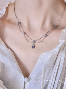 「蓝眼泪」S925纯银海蓝宝项链