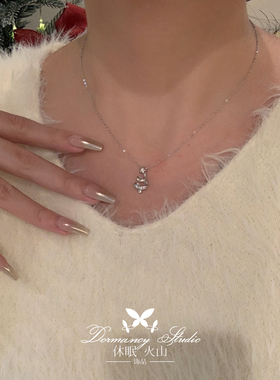 「幸运星降临」圣诞树纯银项链女