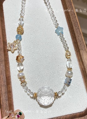 「灵气小仙狐」海蓝宝狐球项链