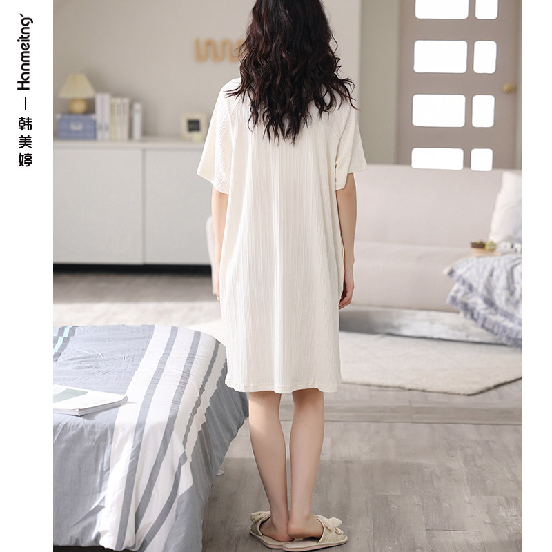 2021年新款睡裙纯棉夏天韩版中裙 韩美婷睡裙