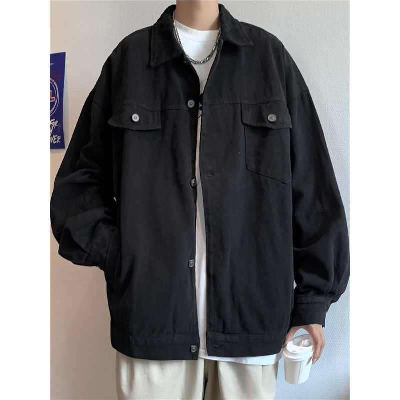 休闲搭配潮牌痞帅男牛仔宽松春秋季高街外套一套套装潮流夹克男装,淘宝优惠券,粉丝福利购,淘宝优惠卷