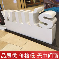 Stainless steel double-sided luminous Cubic word outdoor baking lacquered large landscape letter billboard slopes on the ground floor