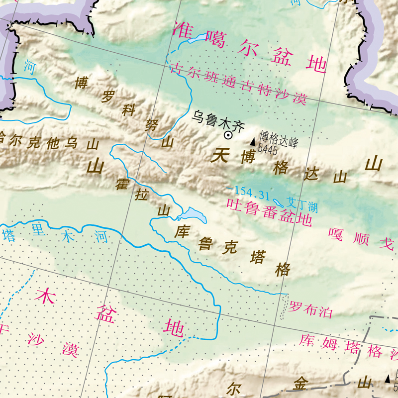 中国地势地形图山脉地貌河流走向图湖泊分布图地理知识教室文化墙 - 图0