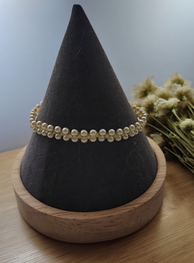 高品贝珠香槟色锆石刻面编织手链女款轻奢小众设计感精致百搭手串