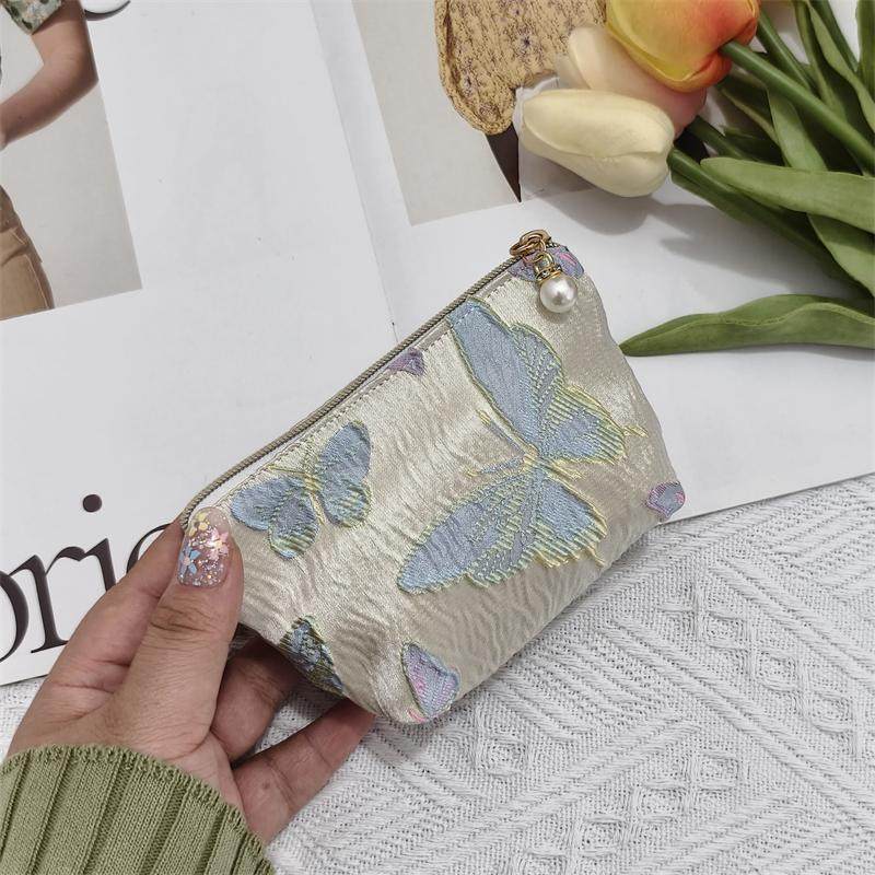 小巧零钱包卡包女精致黑色蝴蝶提花口红耳机收纳袋迷你拉链手拿包,淘宝优惠券,粉丝福利购,淘宝优惠卷