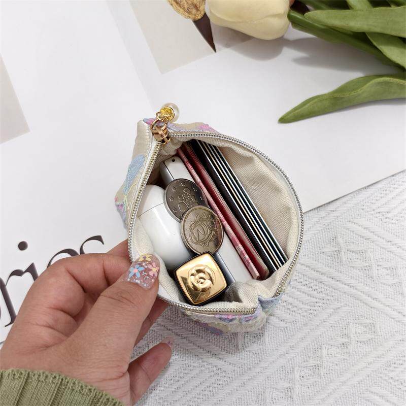 小巧零钱包卡包女精致黑色蝴蝶提花口红耳机收纳袋迷你拉链手拿包,淘宝优惠券,粉丝福利购,淘宝优惠卷