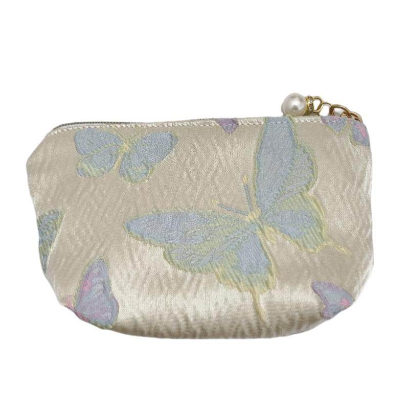 小巧零钱包卡包女精致黑色蝴蝶提花口红耳机收纳袋迷你拉链手拿包,淘宝优惠券,粉丝福利购,淘宝优惠卷