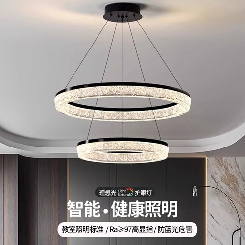 客厅灯意式极简吊灯现代简约大气轻奢圆环别墅大厅主灯餐厅卧室灯 - 图3