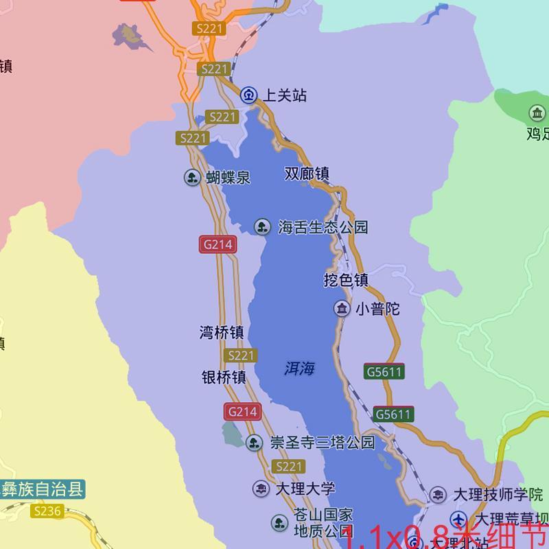 大理白族自治州地图街道可定制云南省电子版JPG素材高清图片交通-图0