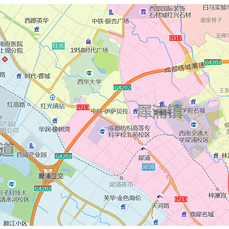 郫都区地图四川省成都市新交通行政区域颜色划分街道贴图 - 图1