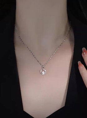 客户款韩版电商直播热卖轻奢高级感双花朵项链高品质环形厂家批发