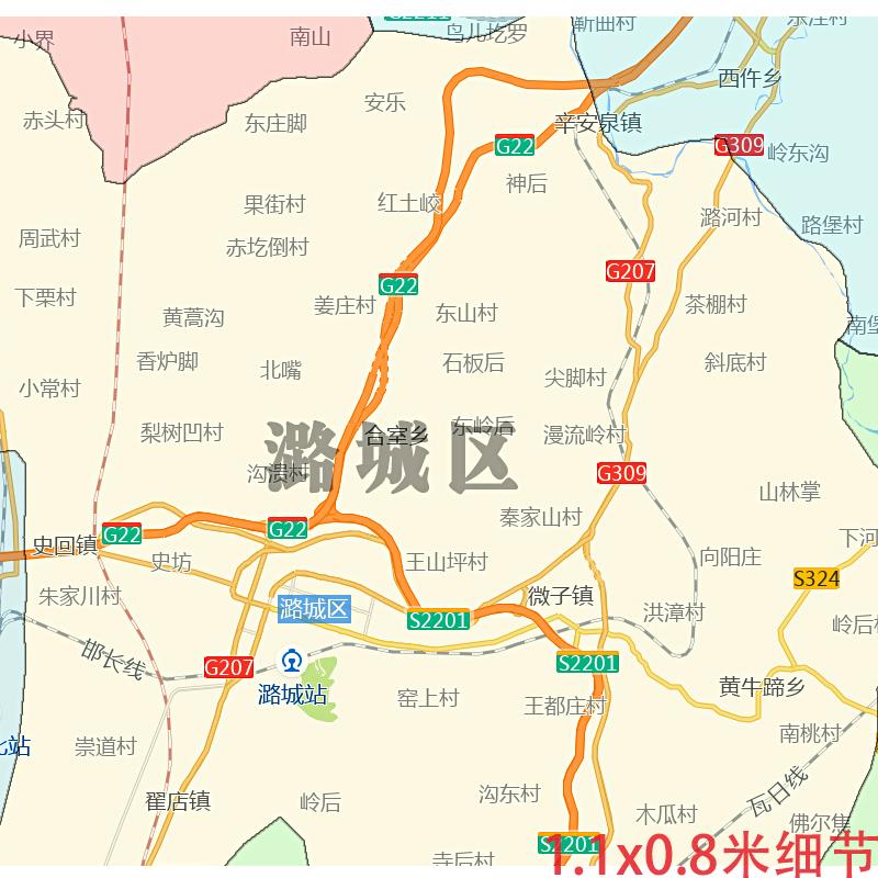 新款长治市地图定制省市县区书房办公室装饰画行政街道图-图1