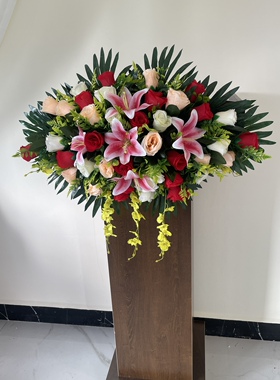 演讲台花讲台摆花仿真花商务花主席台假花装饰挂式下垂会议花前台