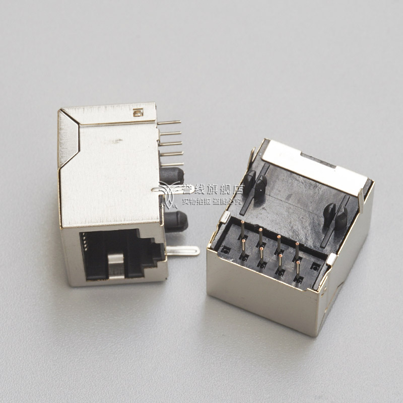 RJ45母座56-8P8C屏蔽18长全铜镀金环保RJ45网络接口连接器插座 - 图2