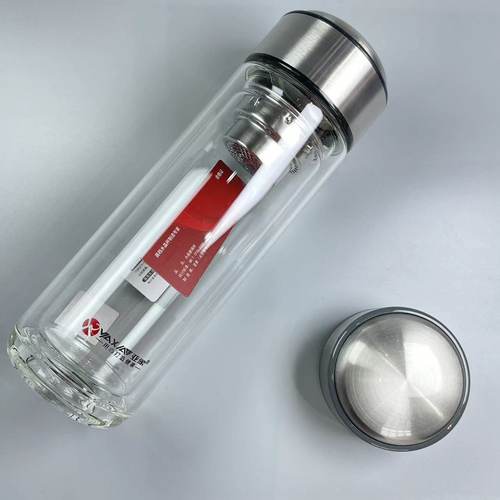 6035双层玻璃泡茶水杯子定制订做logo印字公司开业细长广告小礼品 - 图1
