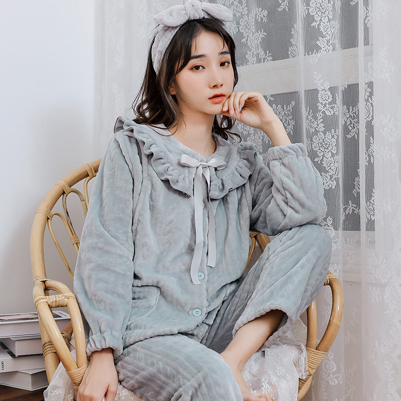 冬天孕妇秋冬季月子服加绒喂奶睡衣 喜韵母婴家居服套装