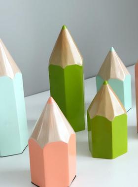 家居摆件饰品树脂工艺品书柜彩色铅笔 风摆件创意文化家居装饰