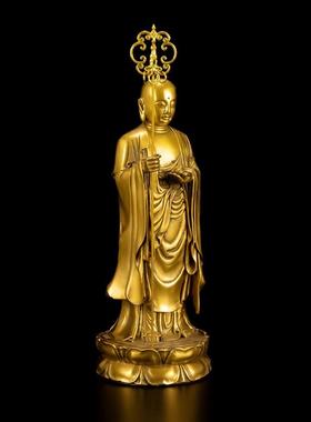 黄铜地藏王菩萨摆件小号供奉铜佛像许大愿佛像站立地藏王菩萨大号