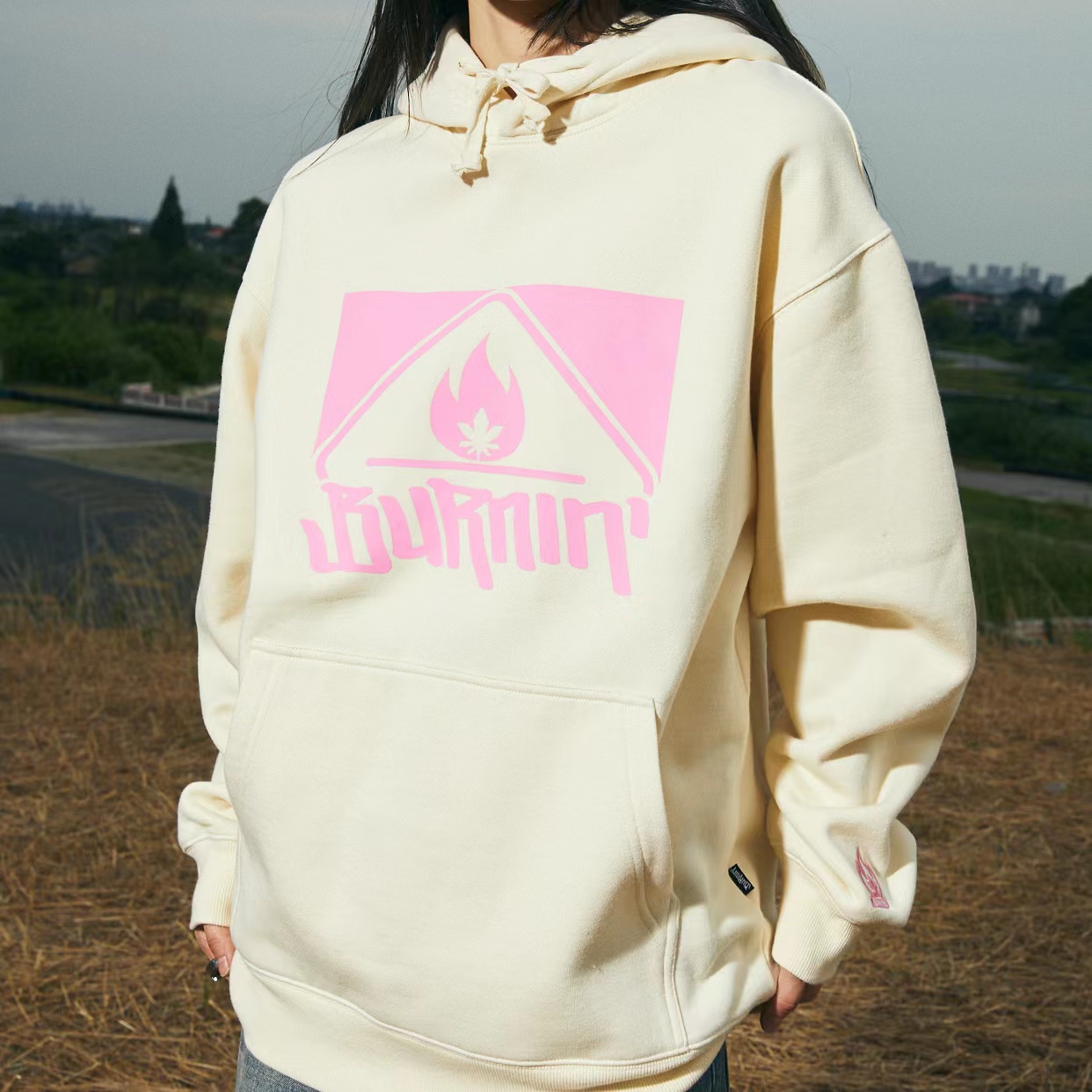 BURNIN* 方片LOGO胸口连帽卫衣 HOODIE 3.0秋冬原创潮牌十色帽衫 - 图1