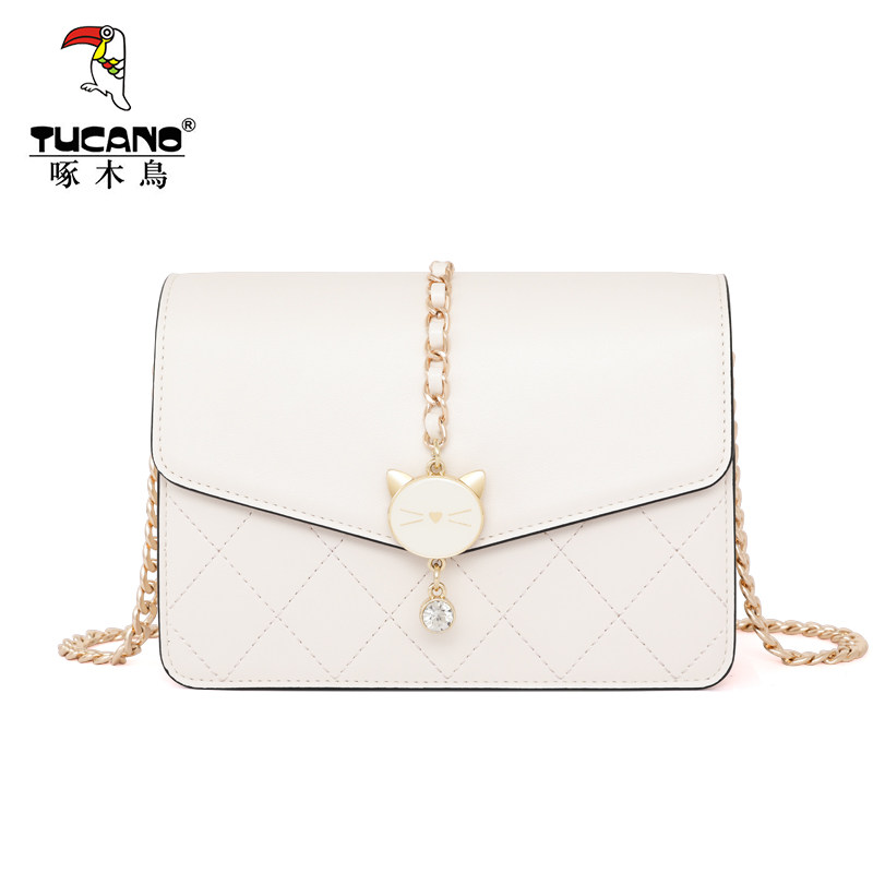 啄木鸟官方正品夏季白色2021链条包 啄木鸟优百女士包袋