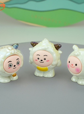 蛋仔喜洋洋派对潮玩手办公仔办公室桌面萌粒树脂摆件小摆件可爱