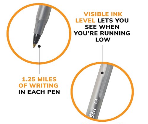 满22元包邮BIC Round Stic 圆珠笔半透明PenBeat 1.0mm_虎窝淘