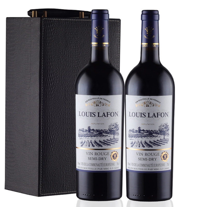 路易拉菲LOUISLAFON半干红葡萄酒法国原瓶进口正品红酒双支礼盒装,淘宝优惠券,粉丝福利购,淘宝优惠卷