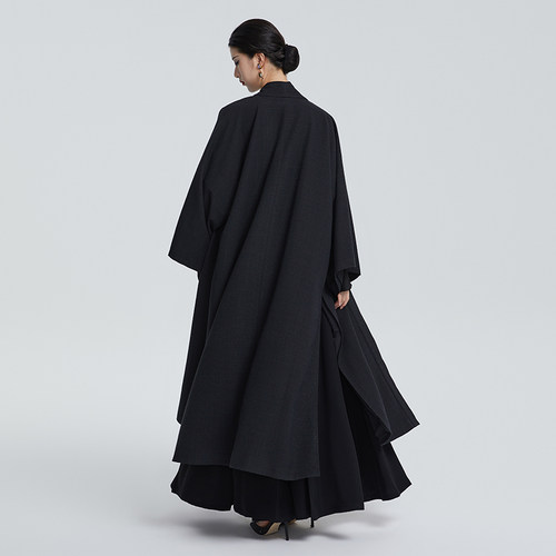 听旬将夜原创春改良汉服对襟长衫呢子大衣女新中式通勤日常一片裙 - 图2