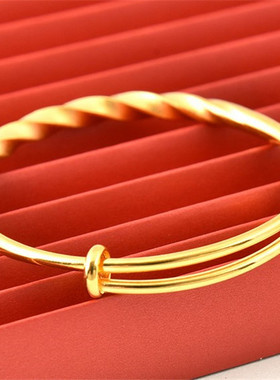 仿黄金磨砂麻花结婚久不掉色手镯