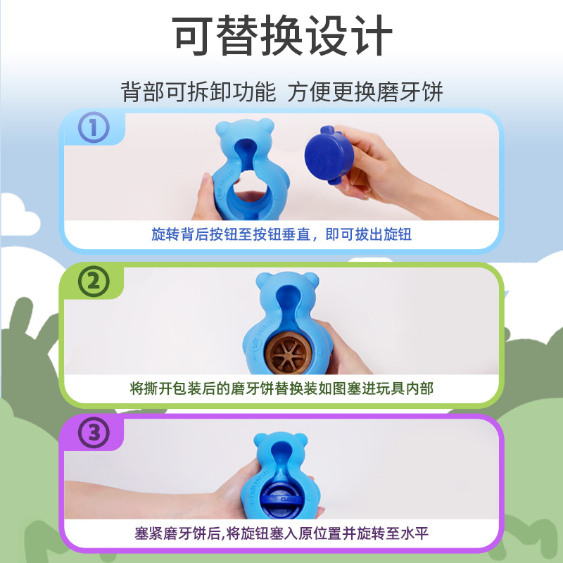 贵为GiGwi可替换丰荣小熊磨牙饼漏食狗玩具益智小中大型犬耐咬球