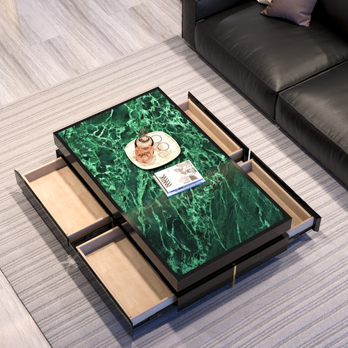 轻奢岩板茶几高级感现代简约奢石客厅家用全实木别墅可定制大理石 - 图0