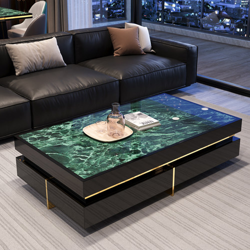 轻奢岩板茶几高级感现代简约奢石客厅家用全实木别墅可定制大理石 - 图2