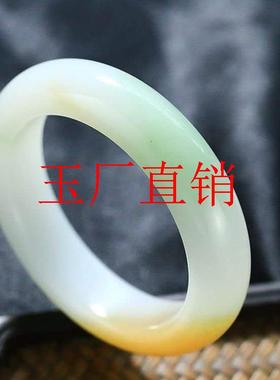 俏色三彩手镯且末糖翠青玉镯子青