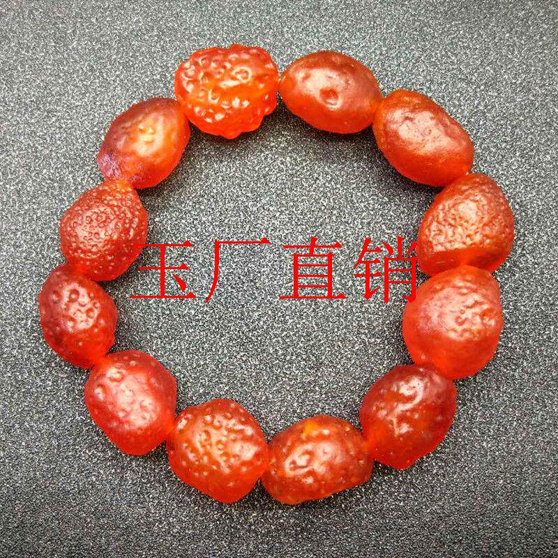 原石阿拉善戈壁葡萄干糖心玛瑙彩色单圈手串女款礼物饰品随形手链