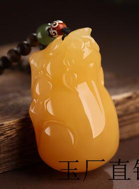昆仑黄玉貔貅手把件吊坠文玩把玩盘玩手盘手玩古玩皮丘手玩件男款