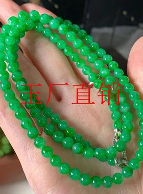 翡翠色正阳绿项链万能链干青糯米种中国风新中式毛衣链小米珠处理