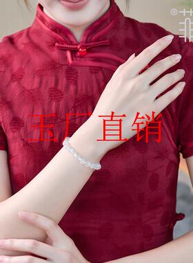 冰种蓝月光玉石手链斯里兰卡白月光石奶油体月亮石拉长石单圈手串