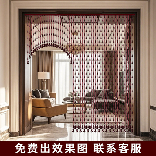 桃木葫芦门帘客厅卫生间隔断帘屏风玄关门对门帘卧室房间家用新款 - 图0