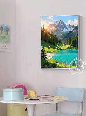 山水风景治愈系客厅沙发背景墙壁装饰画奶油风餐厅玄关卧室挂画