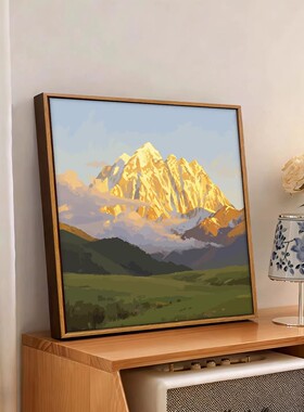日照金山客厅沙发装饰画卧室床头高级感挂画西墙背有靠山轻奢壁画