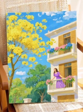 海边花卉小镇风景装饰画唯美治愈ins风客餐厅卧室玄关墙壁摆挂画