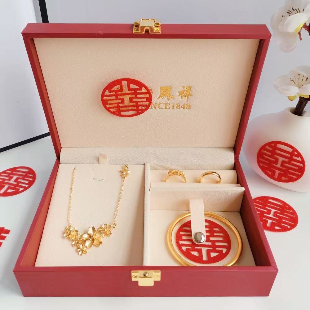 Wedding simulation sand gold long-lasting three-gold hardware jewelry set engagement table ancient bracelet ring necklace