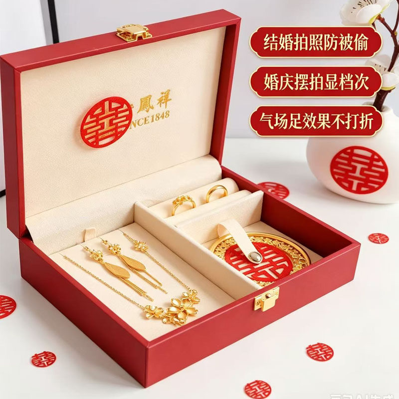 Wedding simulation sand gold long-lasting three-gold hardware jewelry set engagement table ancient bracelet ring necklace