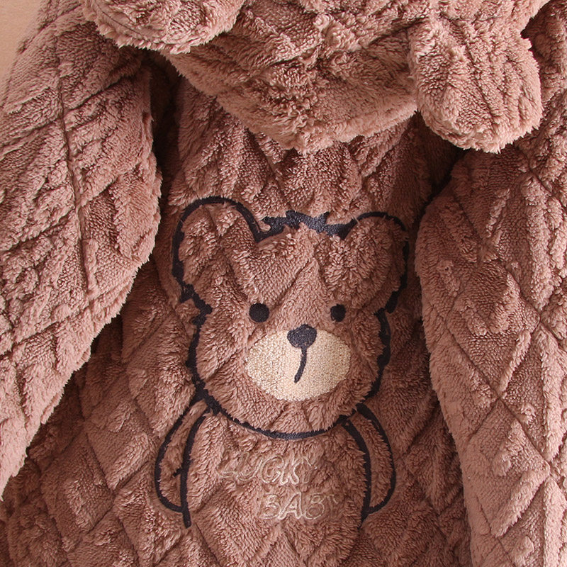 睡衣女冬季加厚加绒保暖珊瑚绒三层夹棉卡通可爱连帽可外穿家居服,淘宝优惠券,粉丝福利购,淘宝优惠卷