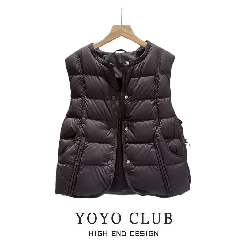 品牌折扣胖MM通勤风单排扣羽绒棉马甲2025年轻薄保暖百搭坎肩背心,淘宝优惠券,粉丝福利购,淘宝优惠卷
