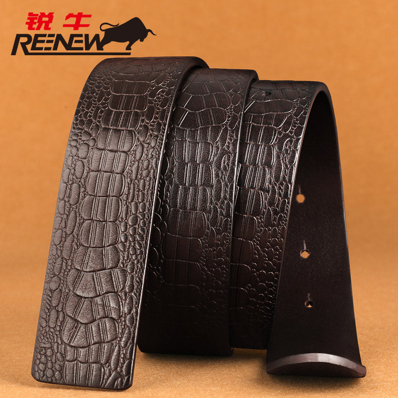 男真皮不带头平滑扣打孔条锐牛皮带 reenew锐牛腰带/皮带/腰链