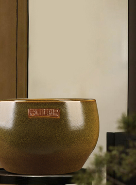 景德镇陶瓷器鱼缸茶叶末养金鱼缸睡碗莲盆荷花缸乌龟缸盆客厅摆件